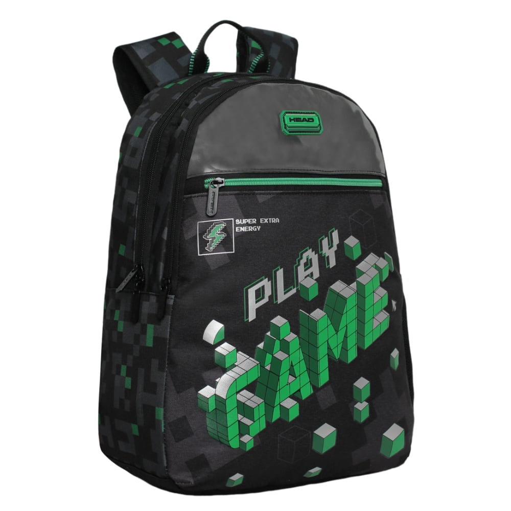 Mochila Infantil Niño Balloon Gamer Negro Verde Head