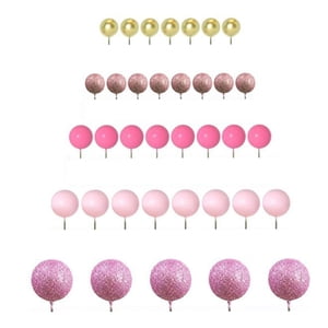 Magideal - Bolas De Topper De Pastel De 50 Piezas, Decoraciones De Pastel, Adornos De Decoración De Toppers De Cupcake Bolas De Espuma, Suministros De Decoración Rosa