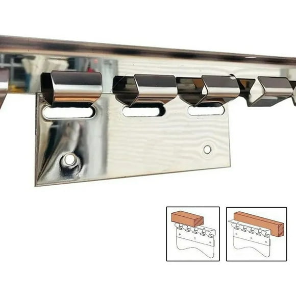 Set Riel Y Ganchos Cortinas para Lama Pvc 1 Mt + 6 Ganchos. Acero inoxidable