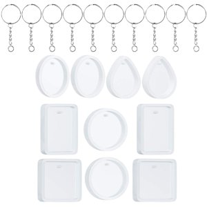Magideal - Kit De Silicona De Fundición De Colgante De Llavero Diy De 20 Piezas, Artesanías Para Collar De Colgantes De Resina, Con Resina De Cristal