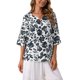 thumbnail image 4 of INSPIRE CHIC Estilo Blusa Floral Bohemia para Mujer Cuello en V Manga 3/4 Túnica Top S Negro, 4 of 6