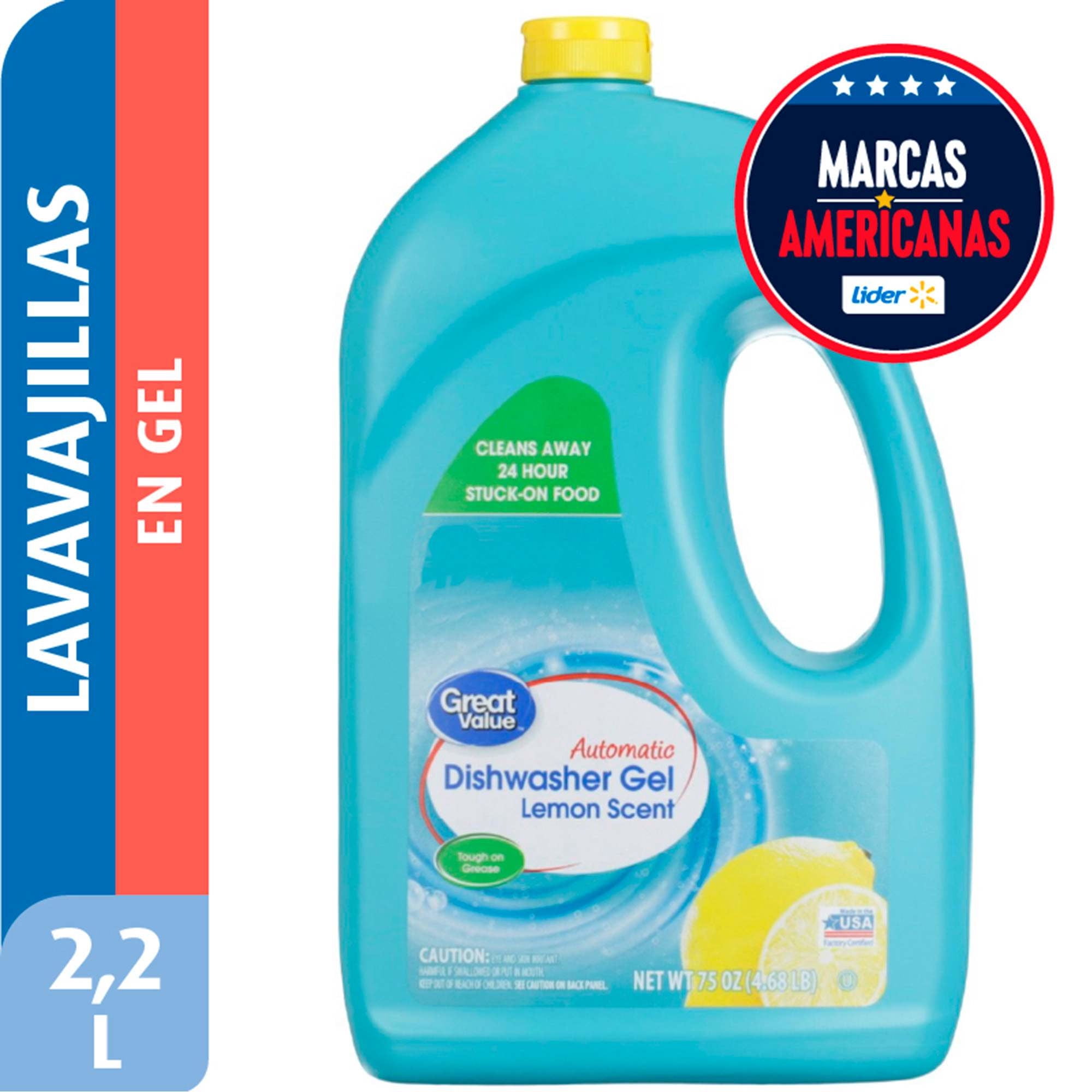 Detergente Lavavajilla En Gel Aroma Limón 2,2 L Great Value