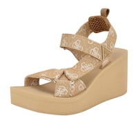 Sandalia Con Cuña Guess Daysa Para Mujer Con Logotipo Natural/Blanco Claro