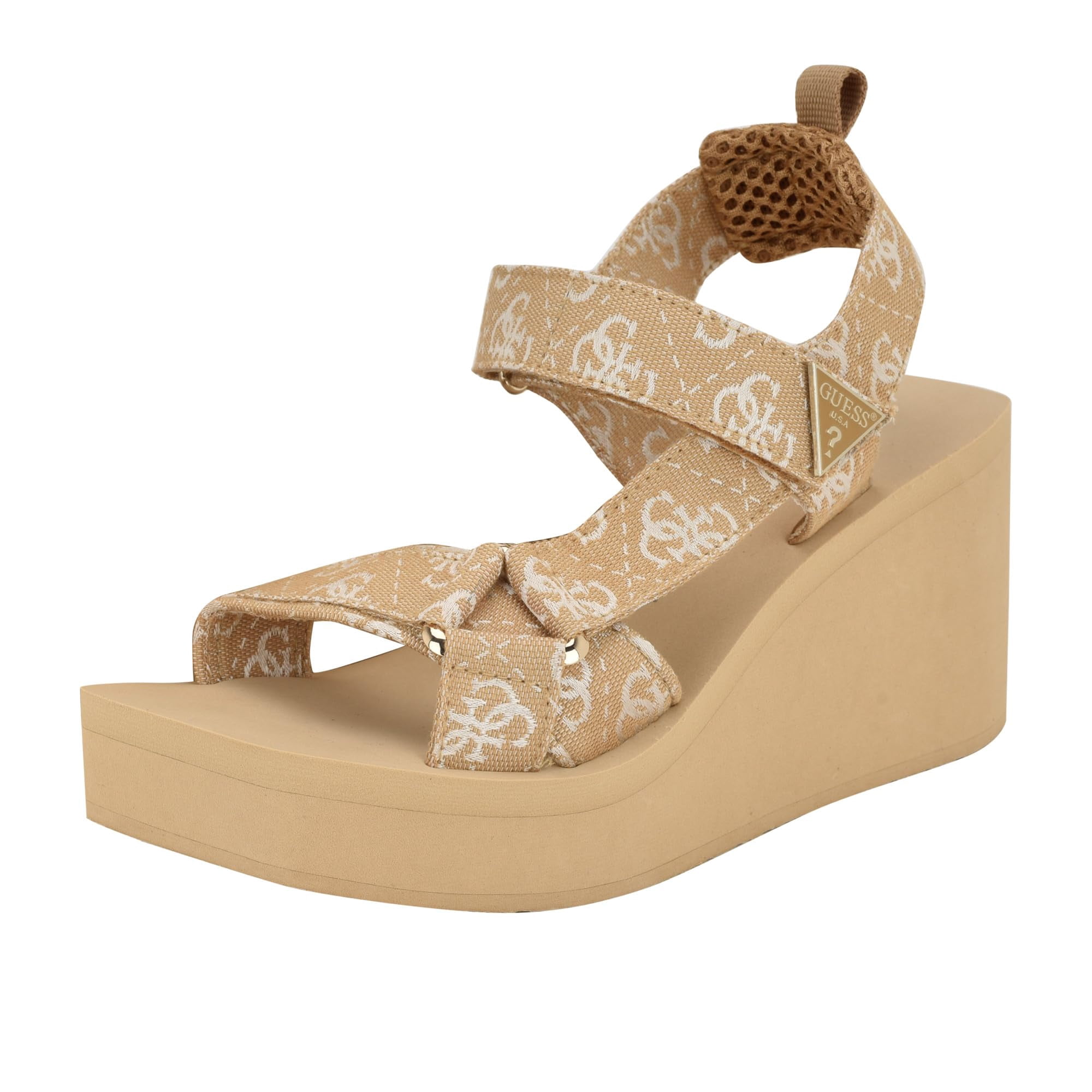 Sandalia Con Cuña Guess Daysa Para Mujer Con Logotipo Natural/blanco Claro