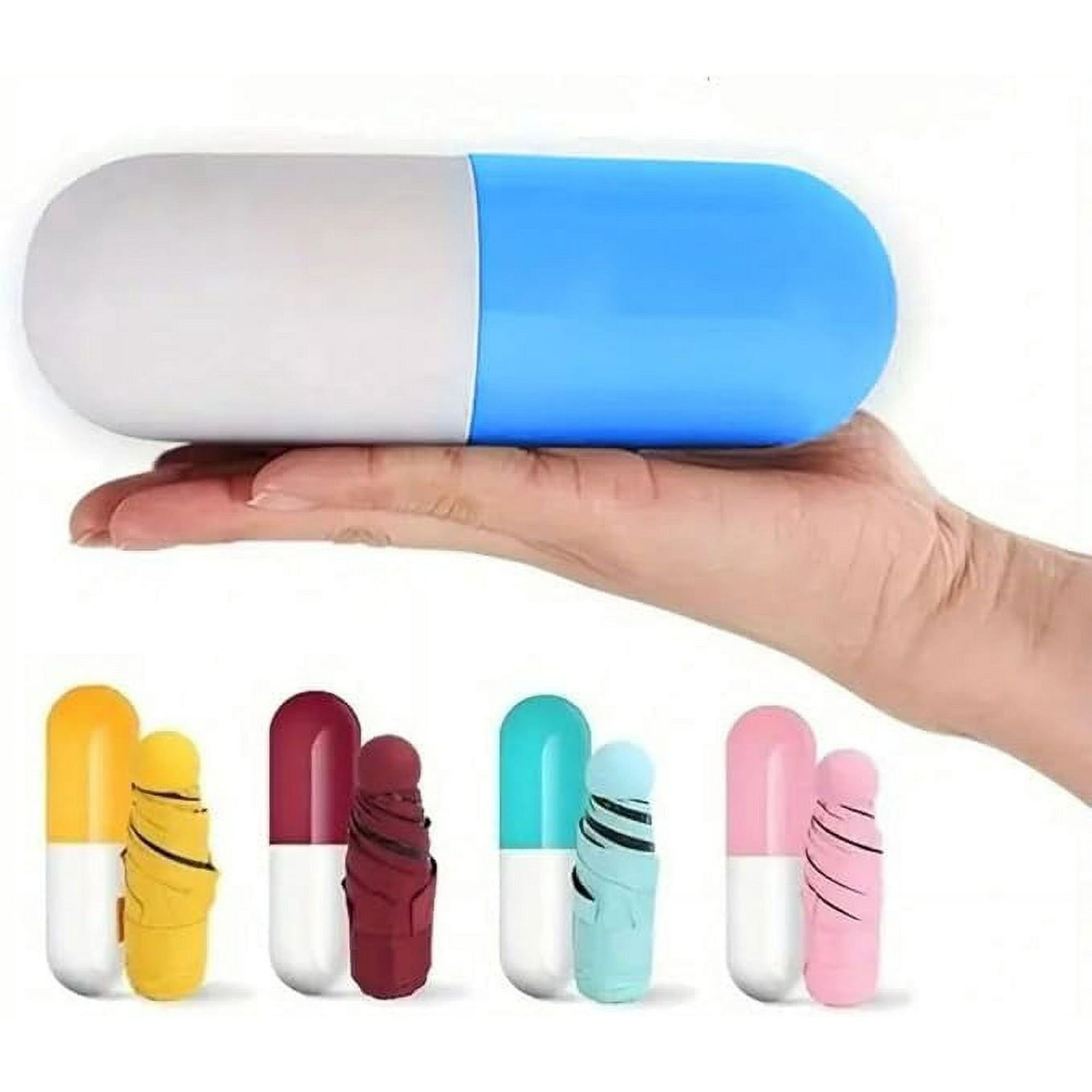 Veat00l - Paraguas De Bolsillo Plegable Y Compacto De Alta Calidad Con Funda De Cápsula, Llueva O Haga Sol, Resistente Al Viento, Al Sol Y A La Lluvia