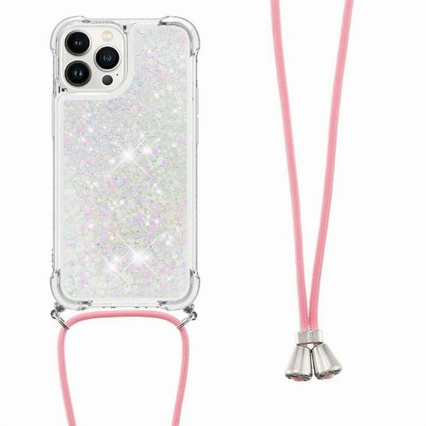 Funda FOXDOCK para iPhone 13 Pro con Cuerda Ajustable, Brillo Líquido, Protección Antigolpes y Lente – Ideal para Regalo