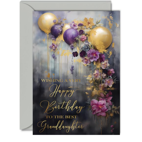 Tarjeta de cumpleaños dorada para nieta – Giftzie