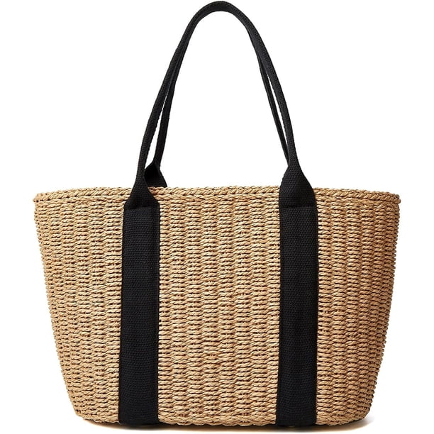 Bolsos de paja para mujer, bolso grande de playa de verano, bolso cruzado tejido a mano