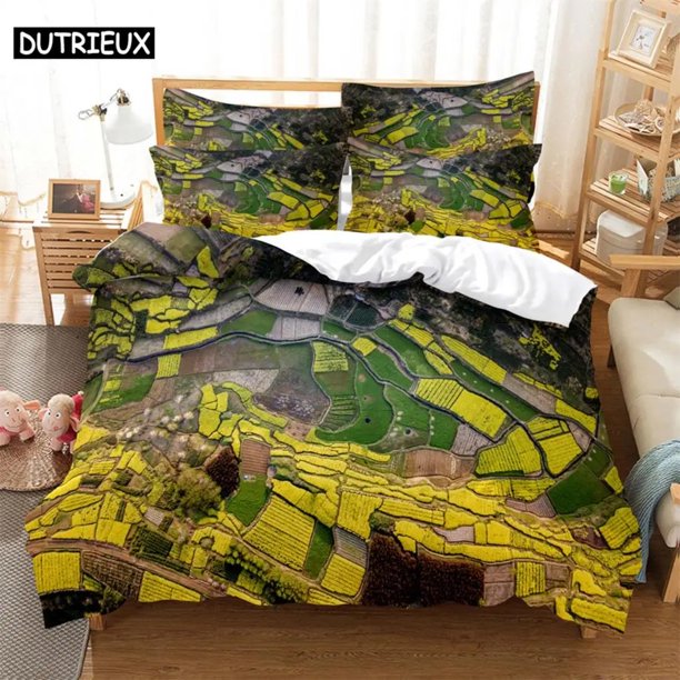 Topographic map Fashion Bedding Set Digital Printing Duvet Cover Sets Quilt Cover + Pillowcases USEUAU