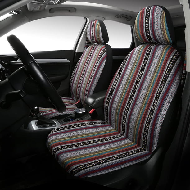 Fundas para asiento de auto PONYJOYUP estilo Baja Saddle Blanket, 4 piezas, delanteras