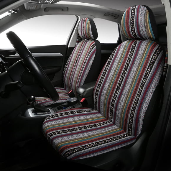 Fundas para asiento de auto PONYJOYUP estilo Baja Saddle Blanket, 4 piezas, delanteras