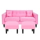 thumbnail image 1 of Sofa New Retro 3c + 2 Pouf Felpa 00 Rosado, 1 of 6