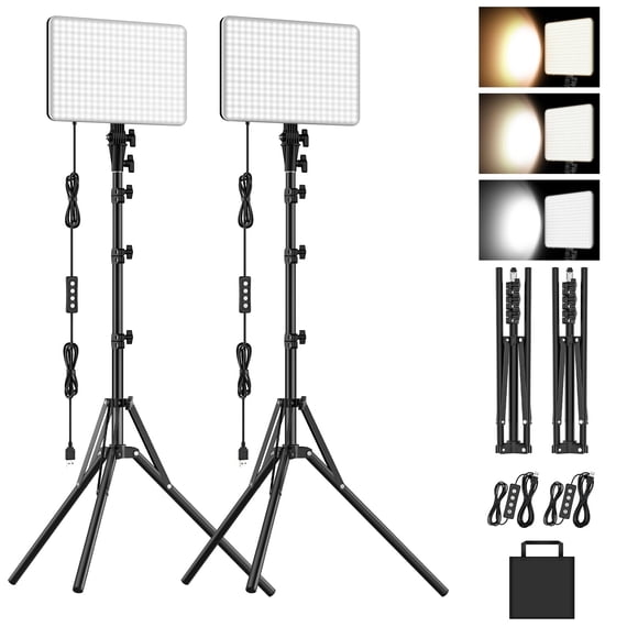 Kit de Iluminación LED para Video Anautin 15W Paquete de 2 con Trípode