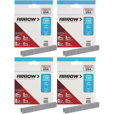 Staples Arrow Fastener T50, 1,27 Cm, Paquete De 4 Unidades Para Grapadora T50