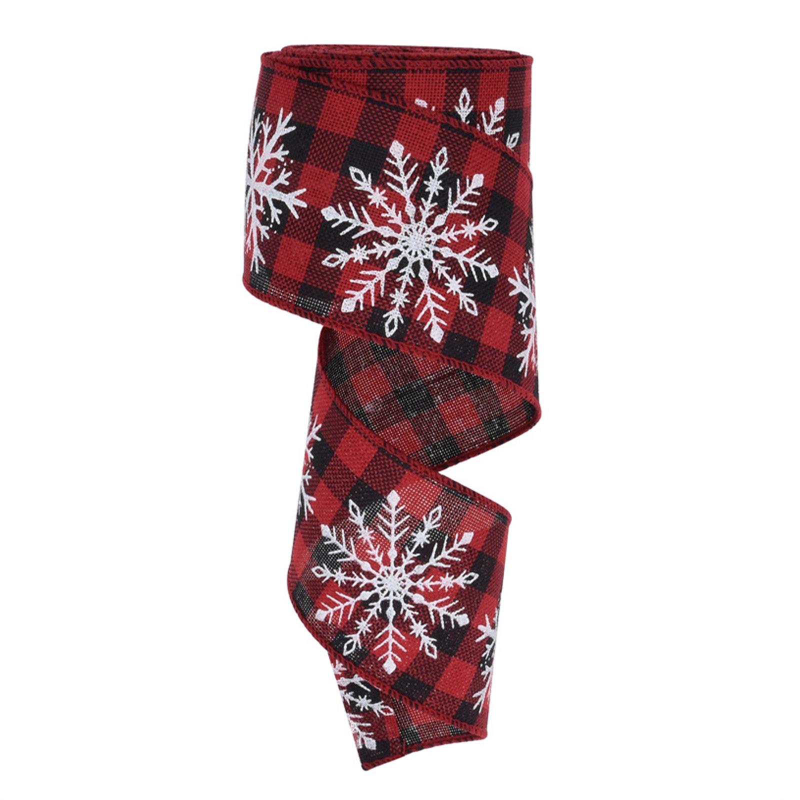 Magideal - Cinta De Navidad De 10 Yardas, Manualidades Diy, Decoración De Recorte De Borde Con Cable Para Regalos, Envoltorio Para El Pelo, Fabricación De Lazos, Negro Rojo