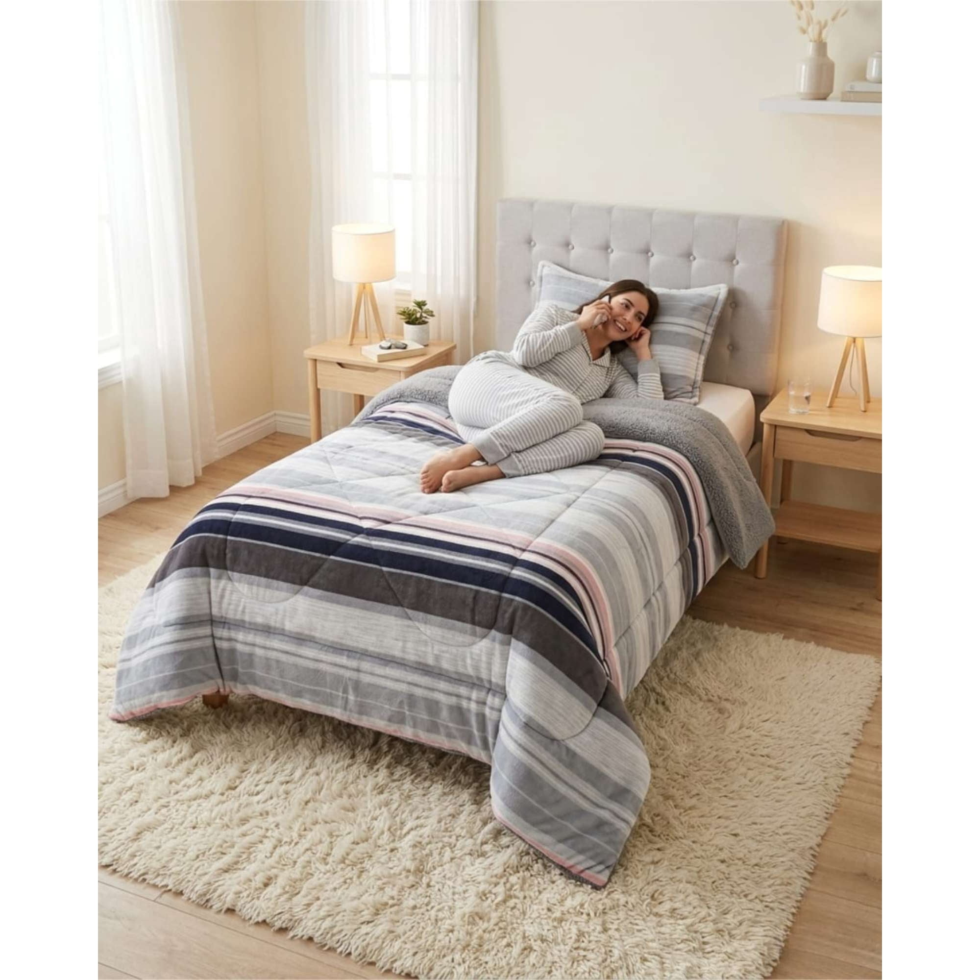 Myl Todo Hogar - Cubrecama Plumon Sherpa Plaza Y Media Ultra Suave
