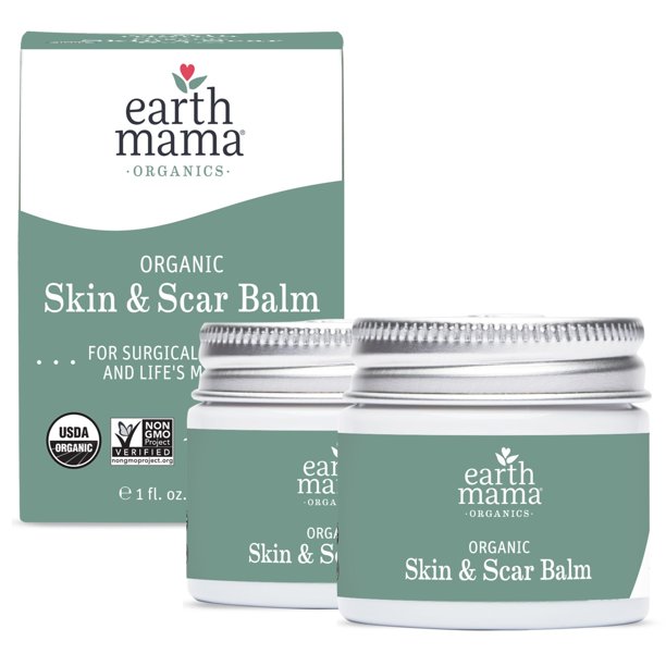 Bálsamo orgánico para la piel y las cicatrices Earth Mama para recuperación por cesárea, paquete de 2