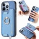 thumbnail image 1 of Funda Magnética para iPhone 15 Pro con Billetera y Anillo, Protector Resistente Azul, 1 of 6