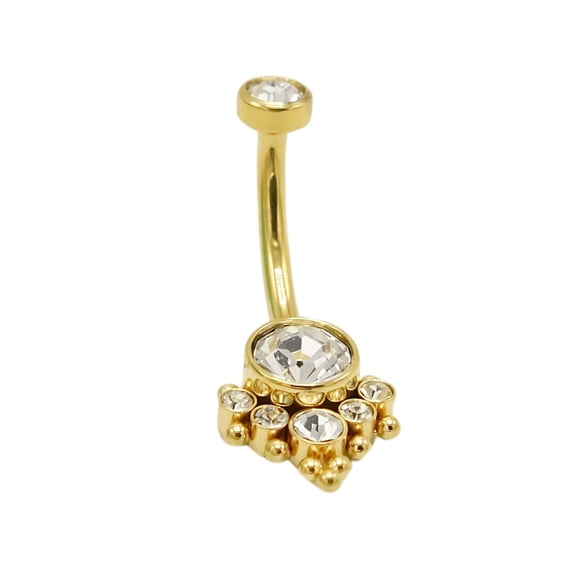 Piercing ombligo navel 10 mm titanio ASTM F136 G23 Zirconia dorado 14G