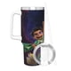 thumbnail image 3 of Elio Vaso aislado de acero inoxidable con asa, diseño temático, regalo para familia, amigos y fans; incluye pajita y encaja en el portavasos estándar, 40 oz, 3 of 6