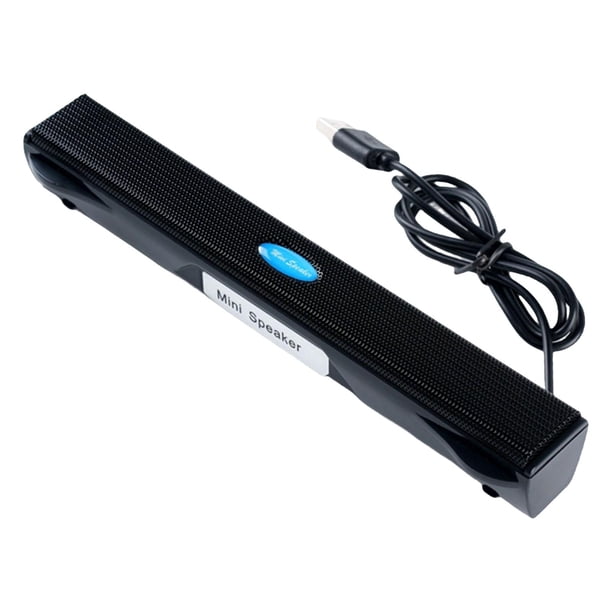 de ordenador con cable USB portátil Clip en caja de sonido estéreo, Subwoofer de graves, Mini barra de sonido para PC portátiles de escritorio Negro
