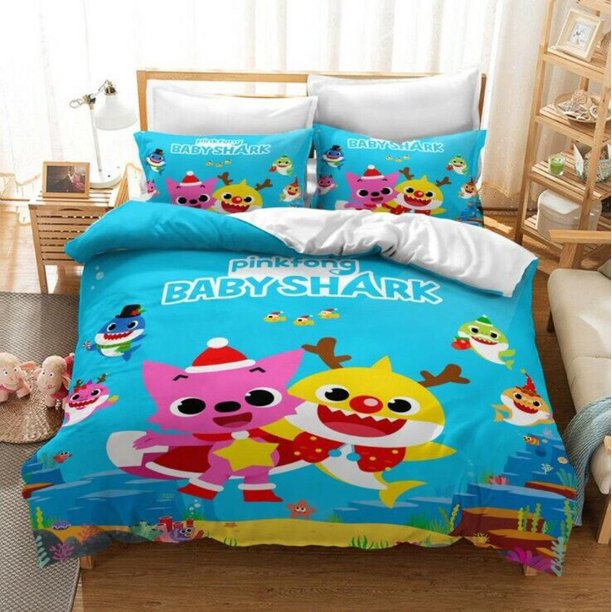 Baby Shark Collection Quilt Duvet Cover Set Soft Children Bedding3-Piece Bedding Set