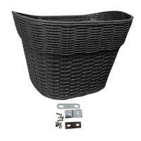 Ioensy - Cesta Para Bicicleta Durable Imitación De Ratán Desmontable Estilo Retro Manillar Cesta Grande Negro