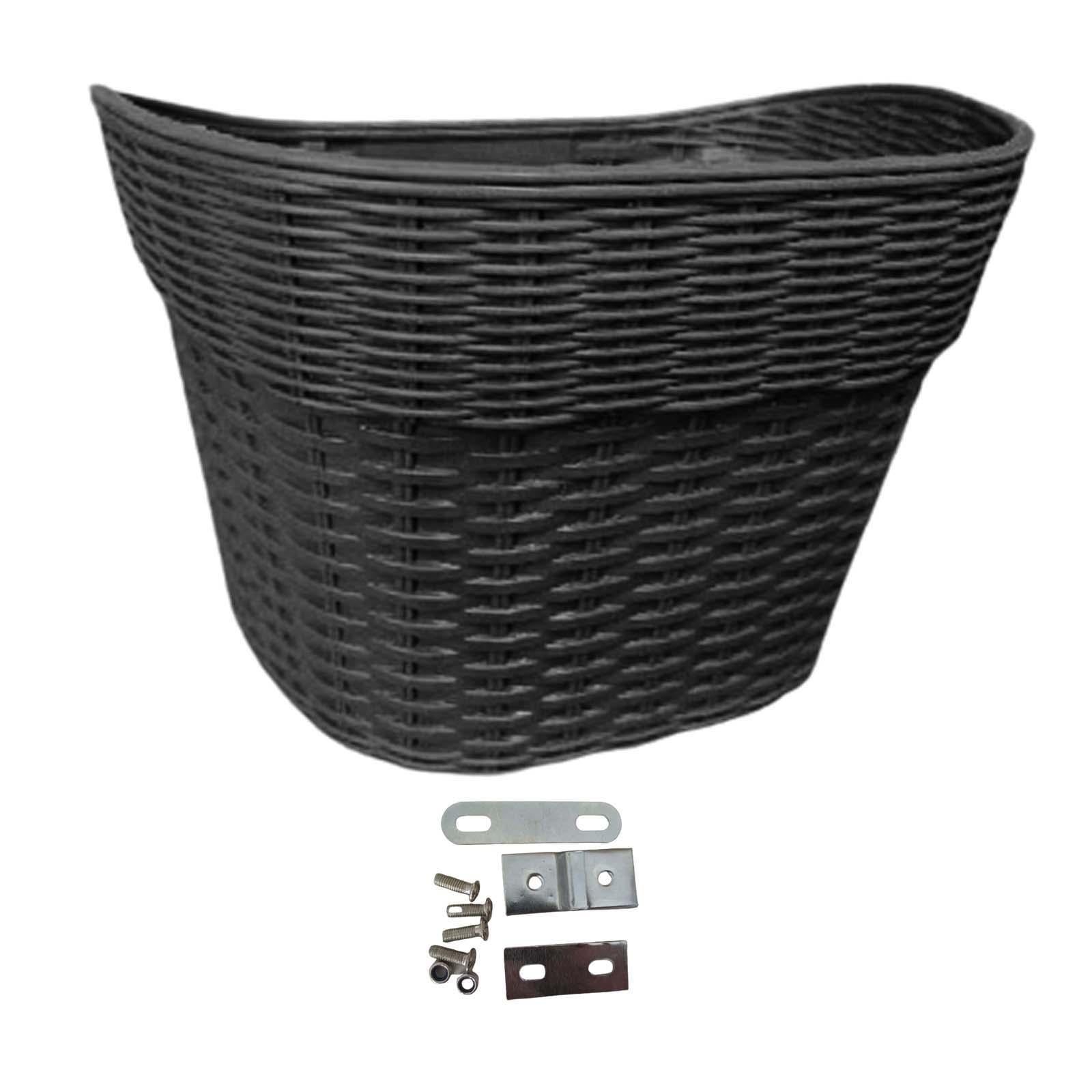 Ioensy - Cesta Para Bicicleta Durable Imitación De Ratán Desmontable Estilo Retro Manillar Cesta Grande Negro