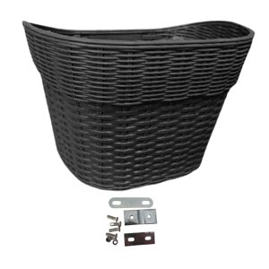 Ioensy - Cesta Para Bicicleta Durable Imitación De Ratán Desmontable Estilo Retro Manillar Cesta Grande Negro