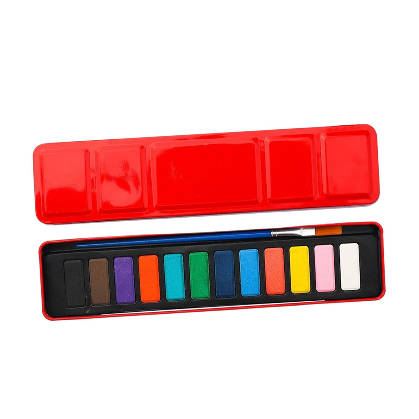 Magideal - Pintura De Acuarela Con Pincel De Nailon, Colores De Agua Lavables Profesionales Para Niños Y Adultos, Portátiles, Para Fiestas, Pintura Con Acuarela 12 Colores