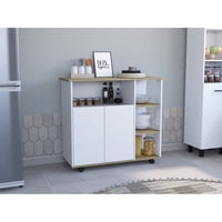 Tuhome - Mueble De Cocina Auxiliar 2 Puertas Blanco Y Duna 90X100X40 Cm