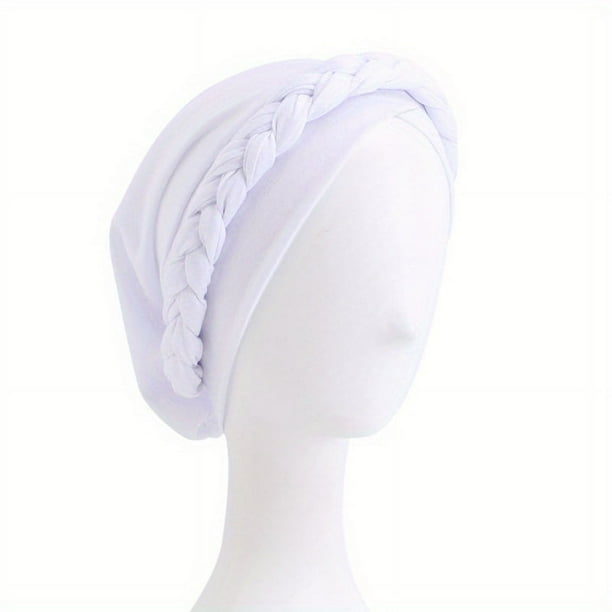 Stylish and Comfortable Solid Color Braided Turban Cap for Women - Perfect for Chemo, Head Wraps, and Hijabs