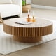 thumbnail image 1 of 31.49'' Round Wood Coffee Table for Living Room, Modern Handcraft Drum Coffee Table, Circle Wooden Coffee Table for Small Space Apartment ASH.(Same Sku W876P243948), 1 of 3