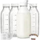 thumbnail image 1 of Botellas de vidrio para leche Syntic de 1 litro con báscula, paquete de 4 con tapas adicionales, 1 of 6