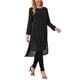 thumbnail image 4 of INSPIRE CHIC Blusas de Mujer con Cuello Redondo de Chifón, Camisas Asimétricas Sueltas de Manga Larga con Abertura Lateral, Tallas Grandes, Color Negro, 4 of 6
