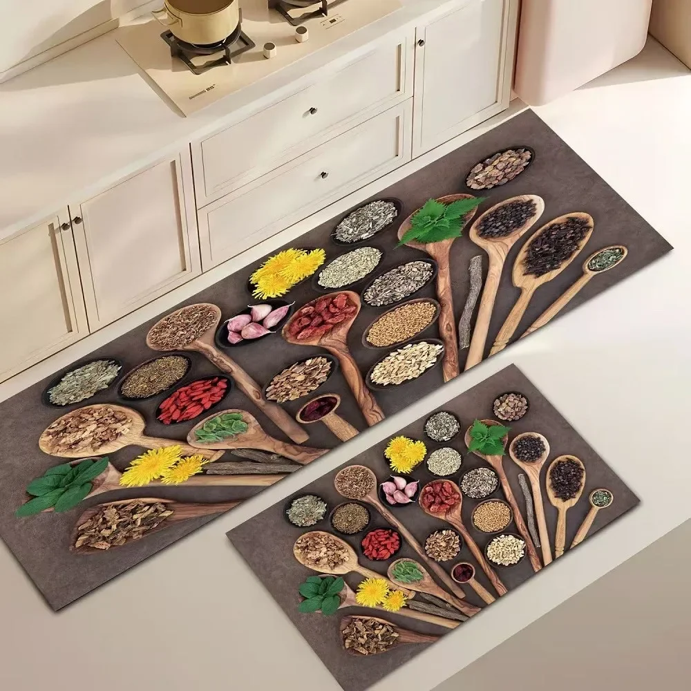 Casadeliacl - Alfombra De Cocina 2 Piezas Tf 1.2 M 40 Cm Semillas Marrón Claro