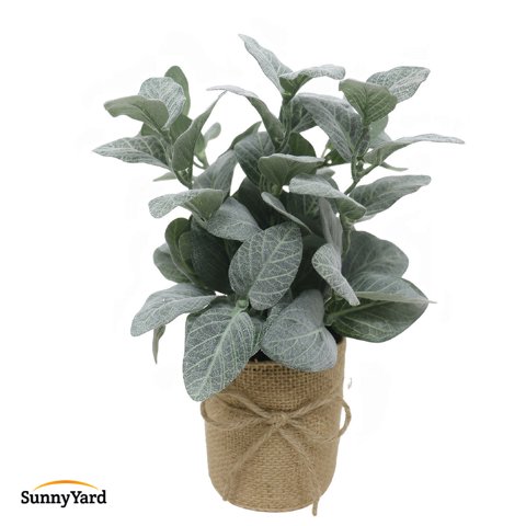 Kiosclub - Silver Leaf Planta Artificial Con Macetero Decorar Sunnyyard