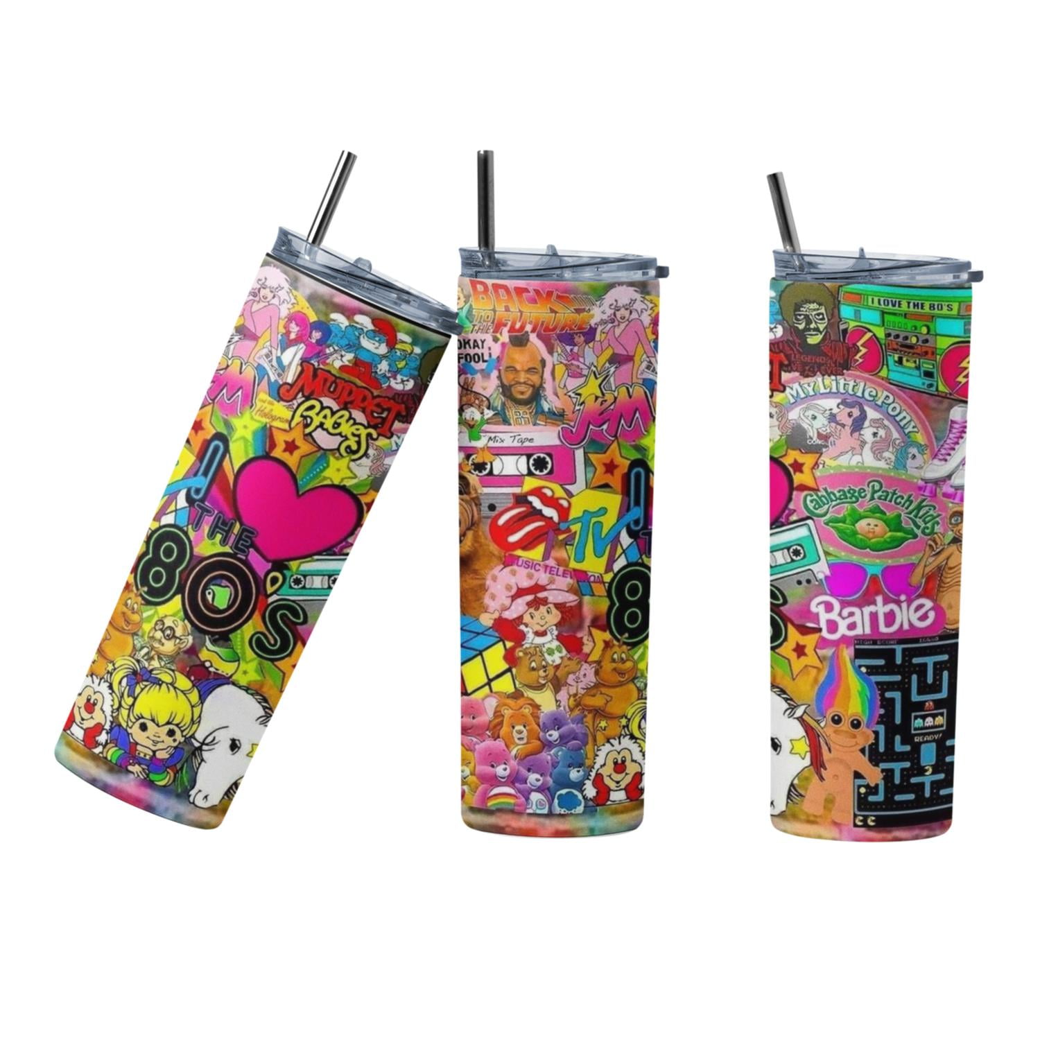 Sm - Termo Botella Agua Termica Dibujo Animado 80 Retro Blanco