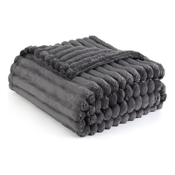 Frazada Manta Piecera 130 X 150 Cm Térmica Rayas Sherpa Casa Nerola Gris