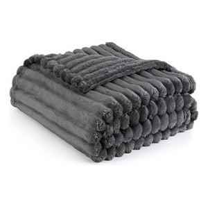 Frazada Manta Piecera 130 X 150 Cm Termica Rayas Sherpa Aura Zeus Gris