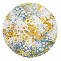 Modalfo - Alfombra Redonda Florida Amarilla 160 X 160 Cm