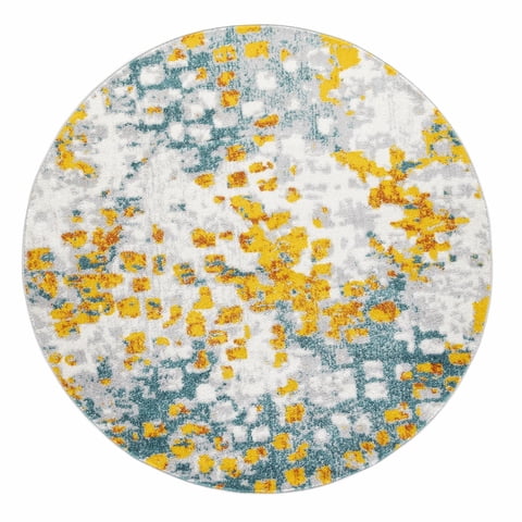 Modalfo - Alfombra Redonda Florida Amarilla 160 X 160 Cm