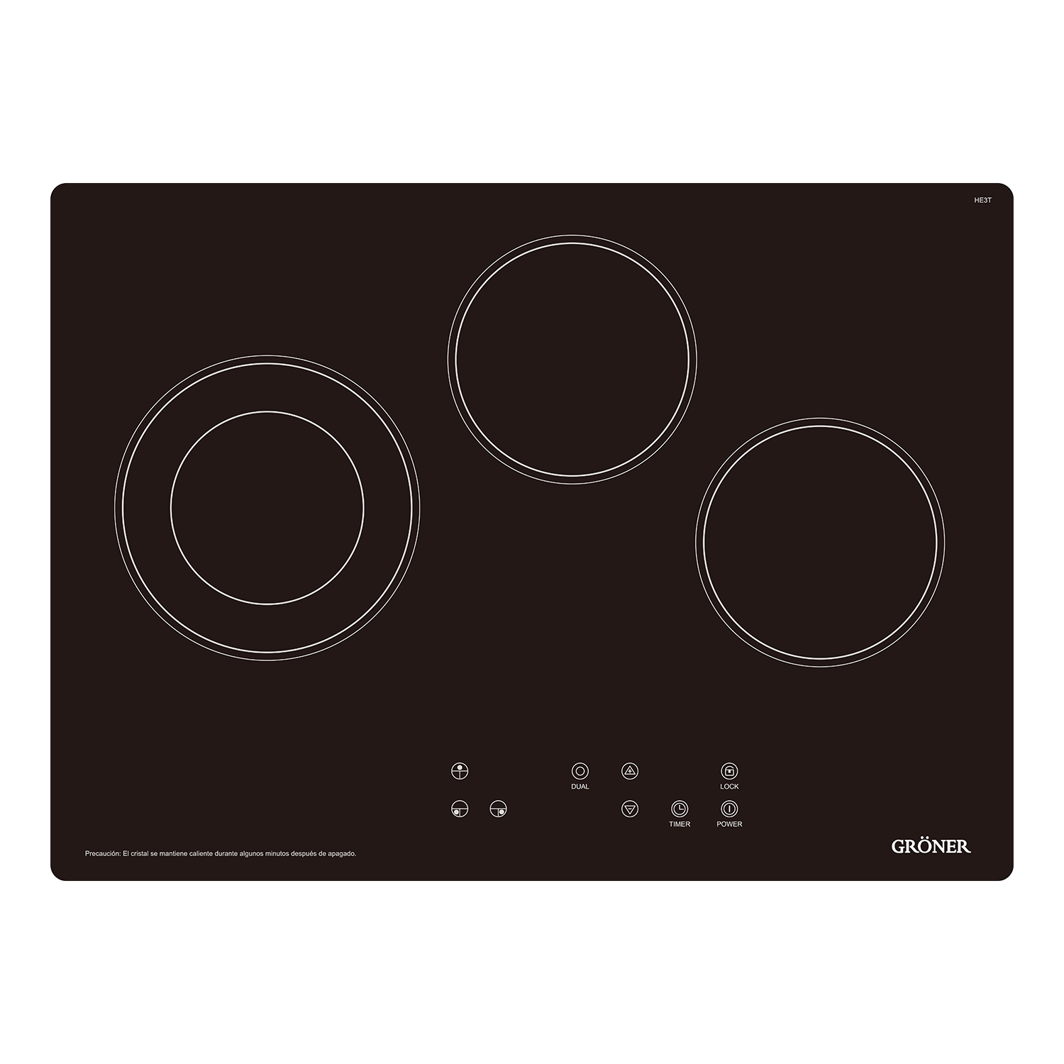 Groner - Encimera Vitrocerámica Touch Black 3Q