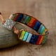 thumbnail image 2 of 1pc Bohemian Trendy Rectangular Cylindrical Colorful Woven Stone Bracelet For Men Artificial Jewelry, 2 of 4