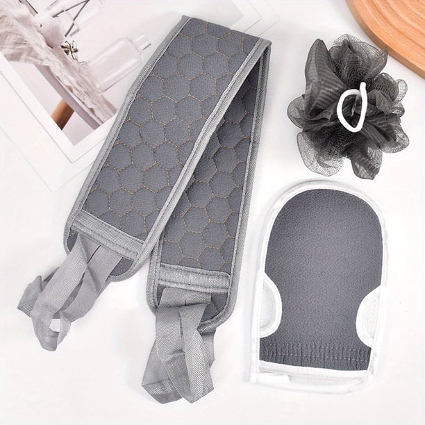 3pcs Exfoliating Bath Towel Set, 3 In 1 Back Bath Scrubbing, Body Cleaning Washcloth, Soft Bath Glove, Shower Ball Loofah, Exfoliating Skin Towel Bath Tools Set For Back Rubbing, Deep Body Cleansing,
