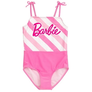 Traje De Baño De Una Pieza Barbie Rosa/Blanco Para Niñas De 10 A 12 Años