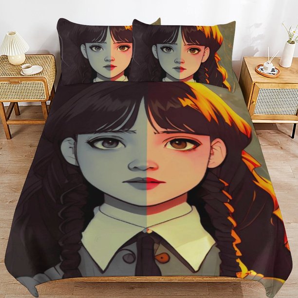 Wednesday Addams Duvet Cover Set 3 Piece Bedding Set Double Sided Printing Decorative Comforter Cover Set