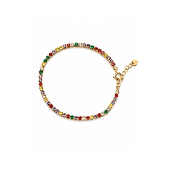 Pulsera Tennis Rainbow Glow con Baño de Oro 18K