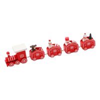 Magideal - Mini Tren De Madera De Navidad Decoración Con Artesanía Adorno De Mesa Pintado Decoración Para El Hogar Para La Fiesta De Navidad , Rojo