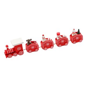 Magideal - Mini Tren De Madera De Navidad Decoración Con Artesanía Adorno De Mesa Pintado Decoración Para El Hogar Para La Fiesta De Navidad , Rojo